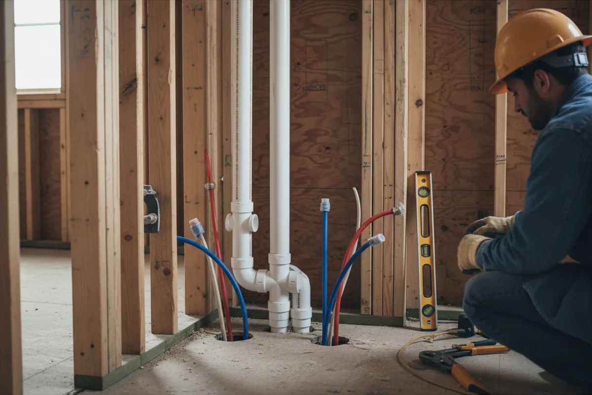 Drain and supply rough-in during Drain Cleaning in North Brookfield
