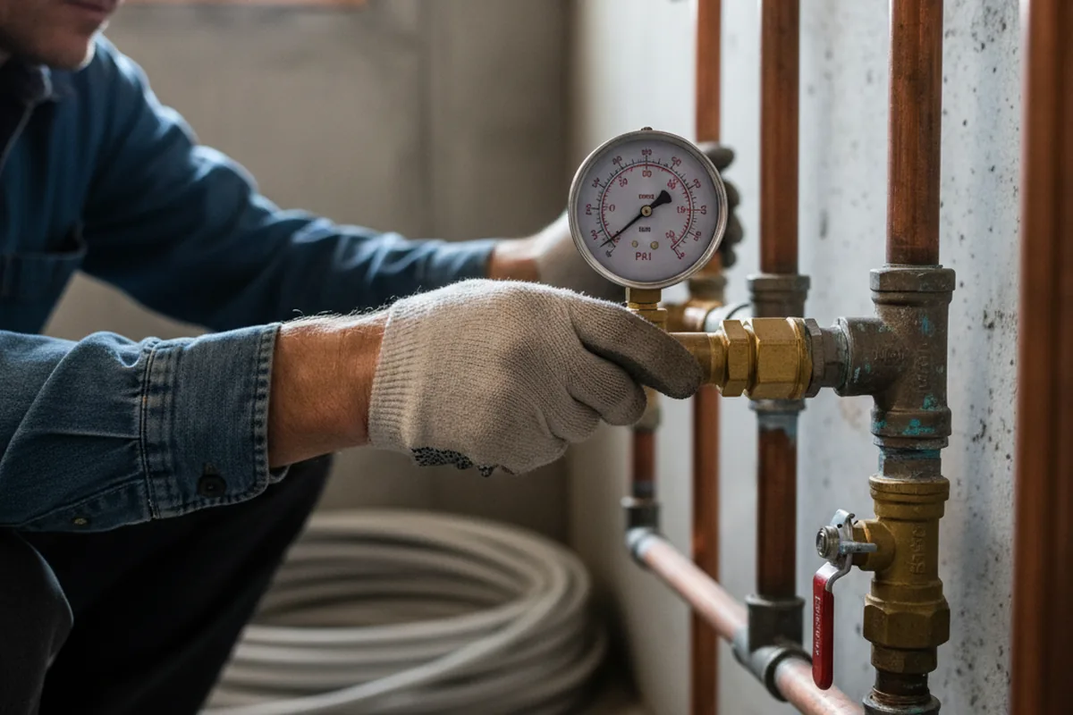 Pressure testing a repaired line during Water Line Repair in North Brookfield